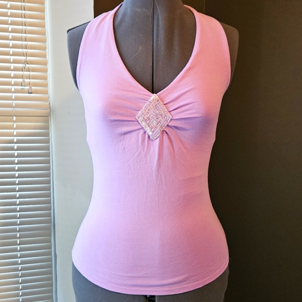 Bisou Bisou Michele Bohbot Pink Halter Top Size XS